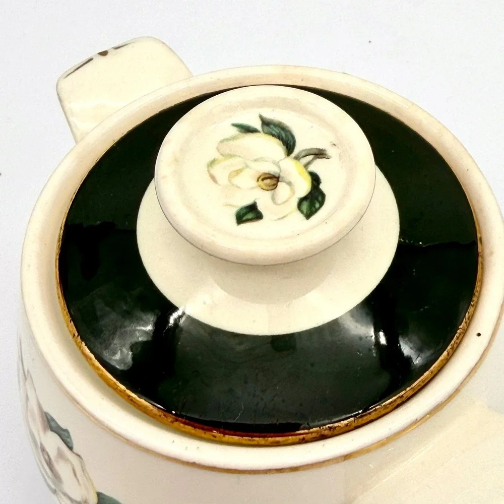 Vtg Homer Laughlin Cavalier Eggshell Magnolia Green Lidded Sugar Bowl 1953
